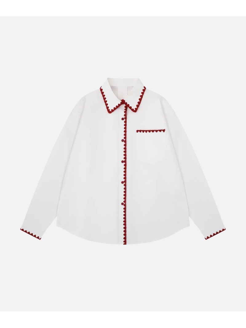 U:UME Contrast Piping Shirt ユーム トップス プルオーバー・トップ 黒いこと 白いこと【先んずる取っておく】*【貨物輸送無料】