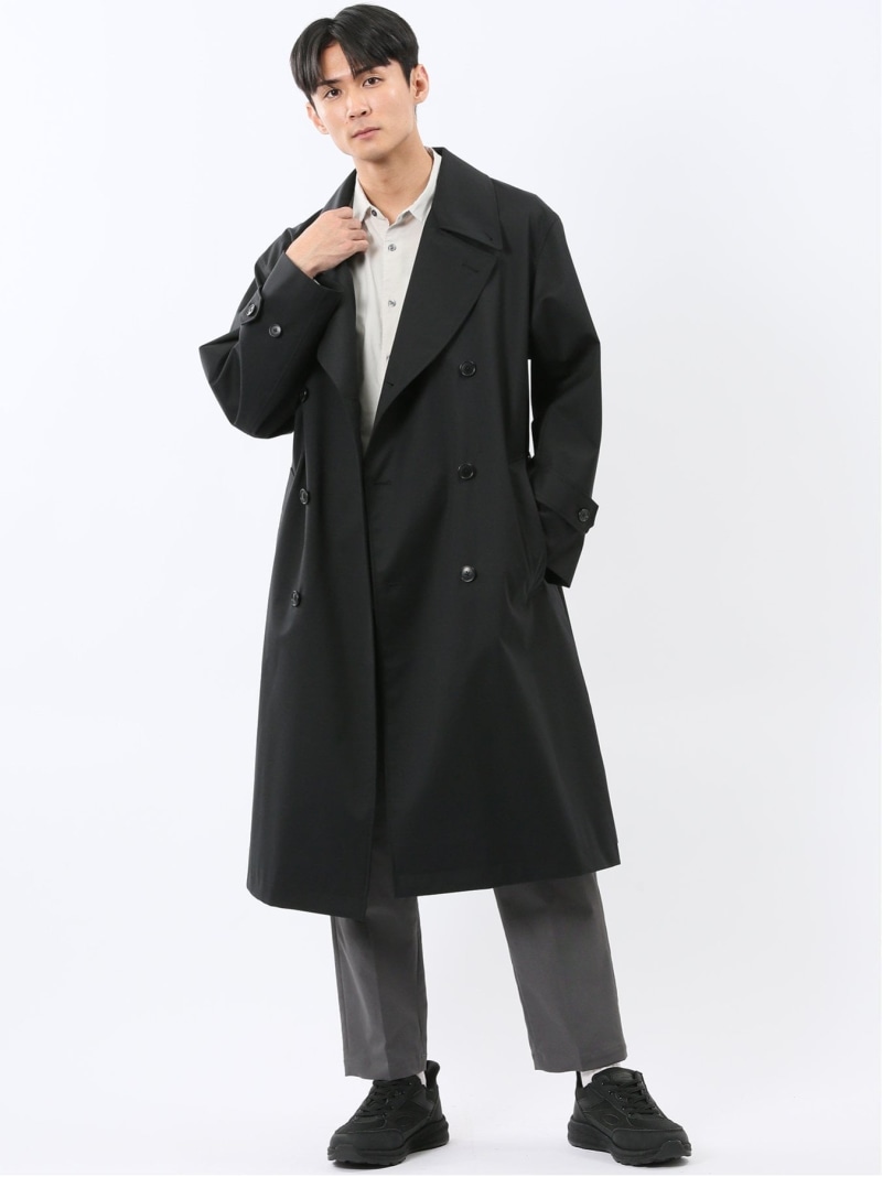 【SALE／50%OFF】TAKA-Q NEO BASICS 防風 ウール混 ダブルトレンチコート タカキュー ジャケット・アウター トレンチコート【RBA_E】【送料無料】