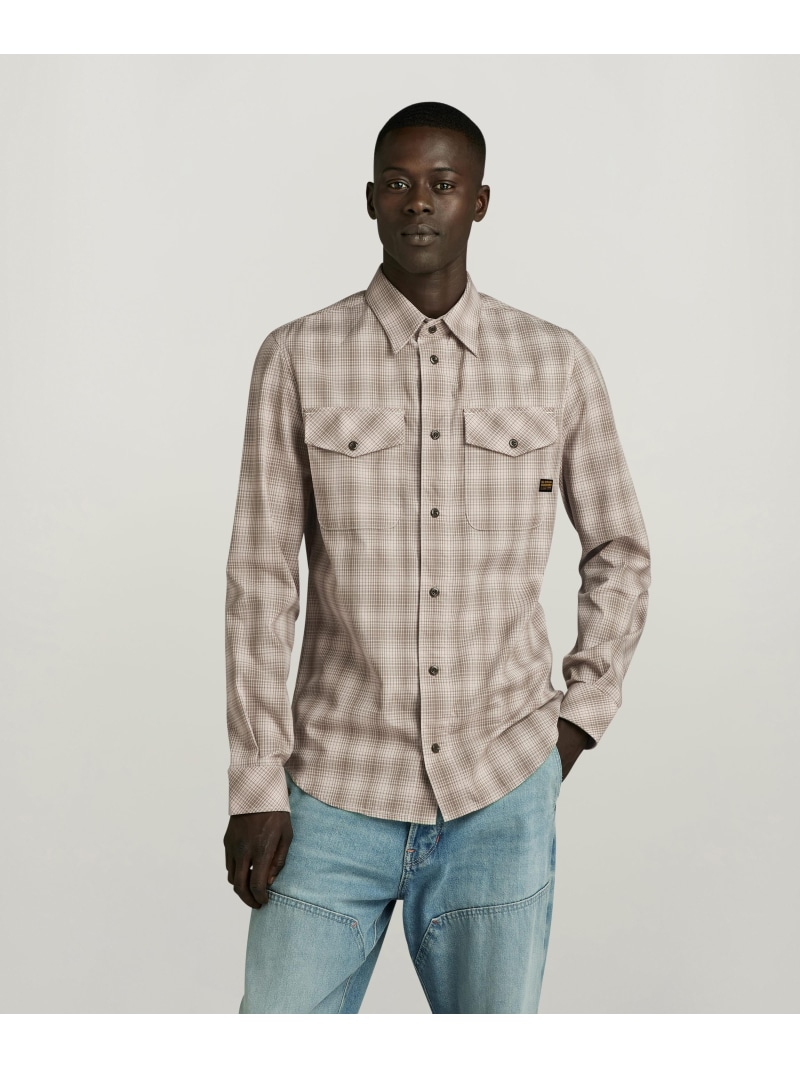 【SALE／30%OFF】G-Star RAW 【公式ショップ】MARINE SLIM SHIRT /ポケットスリムチェックシャツ ジースターロゥ トップス シャツ・ブラウス ベージュ【RBA_E】【送料無料】｜ Fashion Men 10,079円
