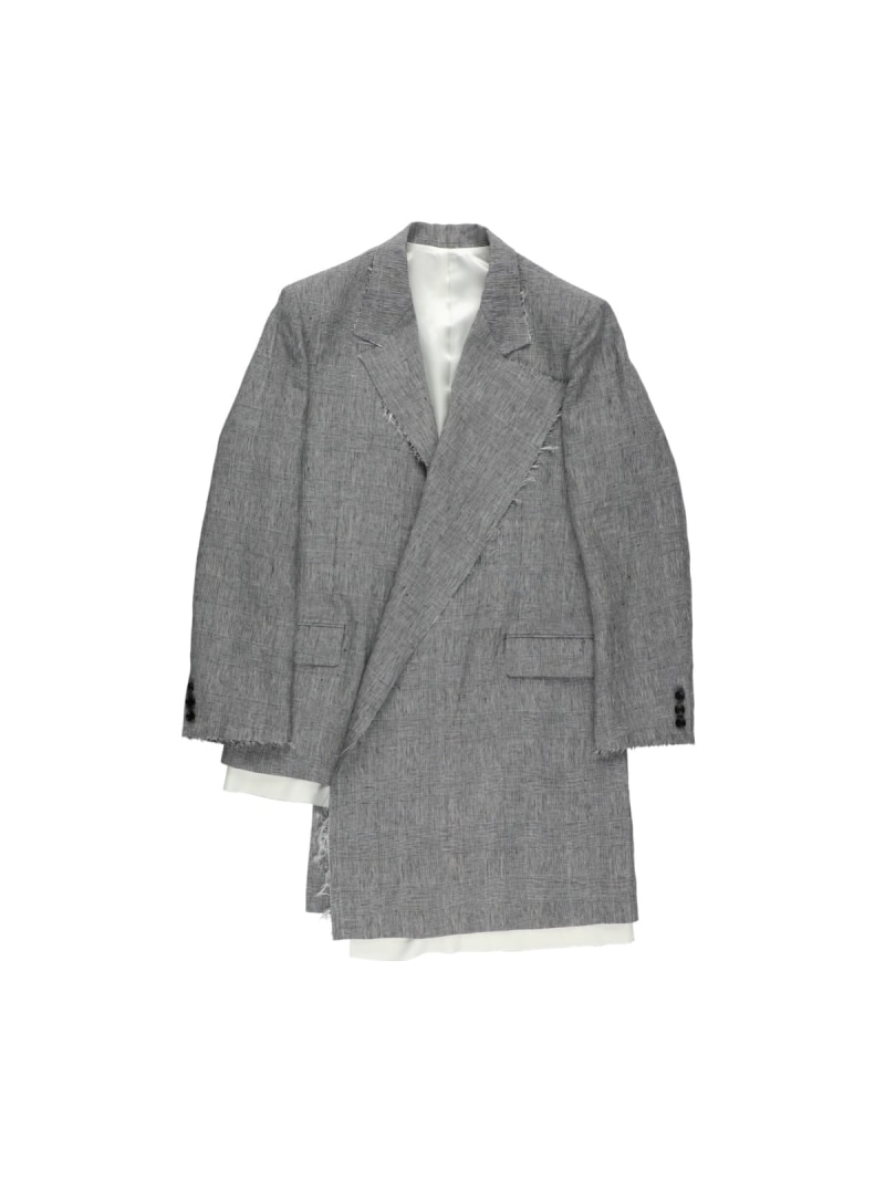 【SALE／40%OFF】sulvam 【26SS】＜sulvam＞グレンチェックアシンメトリーロングジャケットコート サルバム ジャケット・アウター テーラードジャケット・ブレザー グレー【RBA_E】【送料無料】｜ Fashion Men