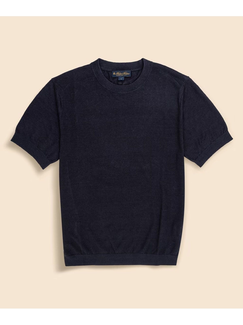 BROOKS BROTHERS リネン 労働者の一団のど首 遊撃手衣袂 朱夏プルオーバー ブルックス ブラザーズ トップス 編み物 白いこと 米国海軍【貨物輸送無料】