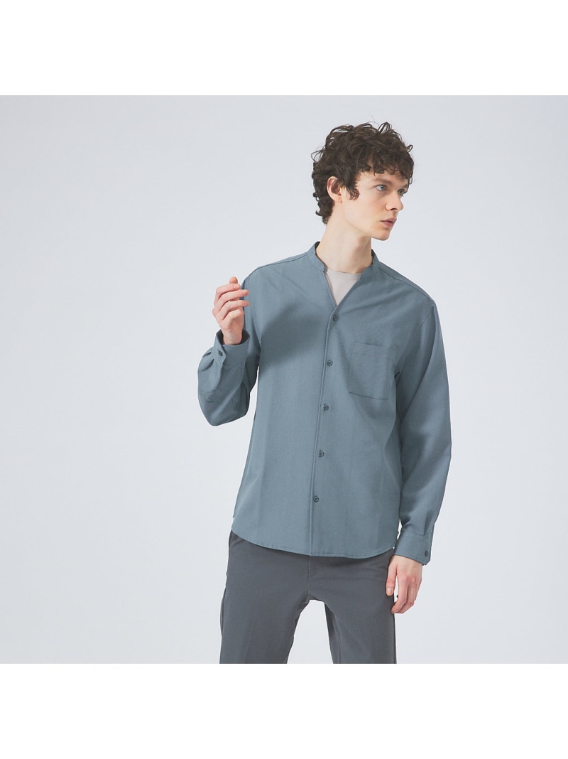 ABAHOUSE LASTWORD 【定番】ストレッチ ノーカラー Vネック シャツ アバハウス トップス シャツ・ブラウス ホワイト グリーン ブルー レッド ピンク ネイビー【送料無料】