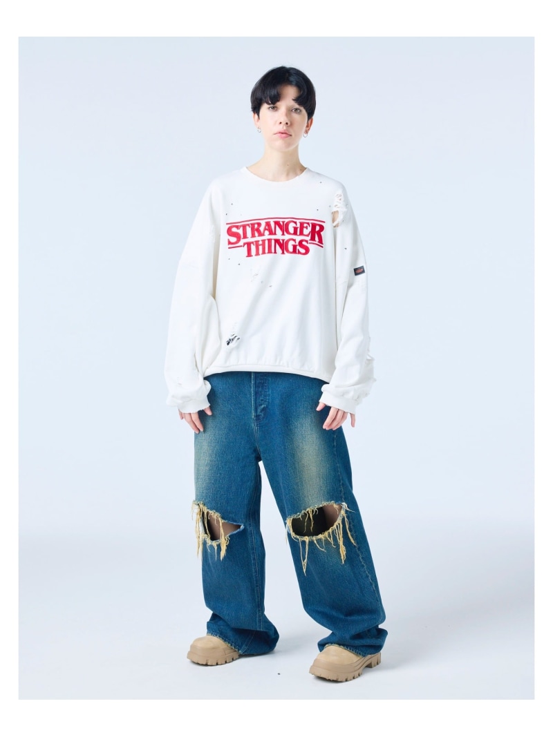 realize select stranger things x little sunny bite logo sweat top レアリゼ トップス スウェット・トレーナー 白いこと【貨物輸送無料】
