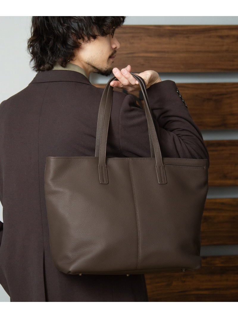 【SALE／37%OFF】aroco 本革ビジネストートバッグ メンズ a4 レザー 通勤 仕事 レザートート ヴィータフェリーチェ バッグ ビジネスバッグ・ブリーフケース グレー ブラック【RBA_E】【送料無料】