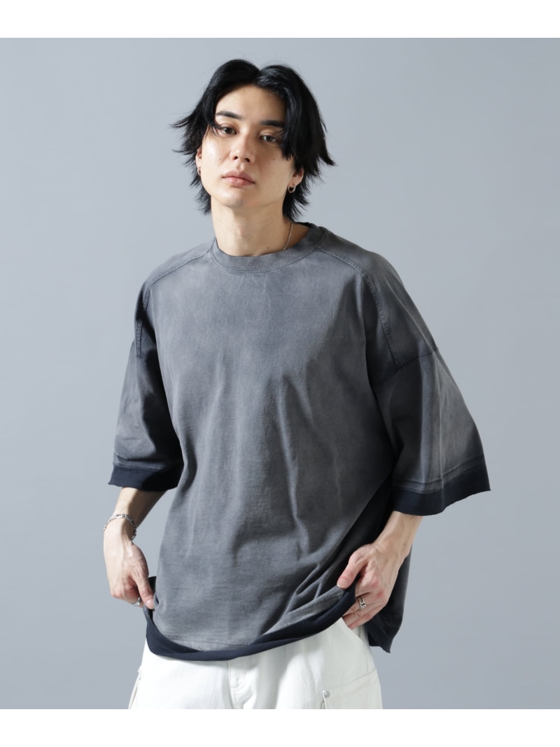 LHP DankeSchon/ダンケシェーン/PIGMENT SPRAY S/S TEE SCHATTEN エルエイチピー トップス カットソー・Tシャツ ブラック【送料無料】