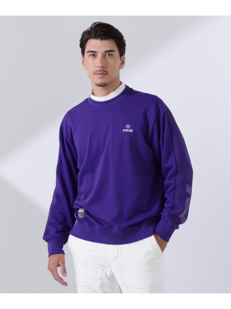 PING APPAREL リップルロゴクルーネックニットプルオーバー ＜GOLD＞ (MENS) ピン アパレル トップス ニット ブラック グレー ホワイト パープル【送料無料】