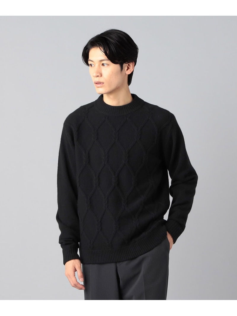 【SALE／51%OFF】COMME CA MEN 【COMME CA MEN】ダイヤケーブル柄 クルーネックニット コムサメン トップス ニット グレー ホワイト ブラック【RBA_E】【送料無料】