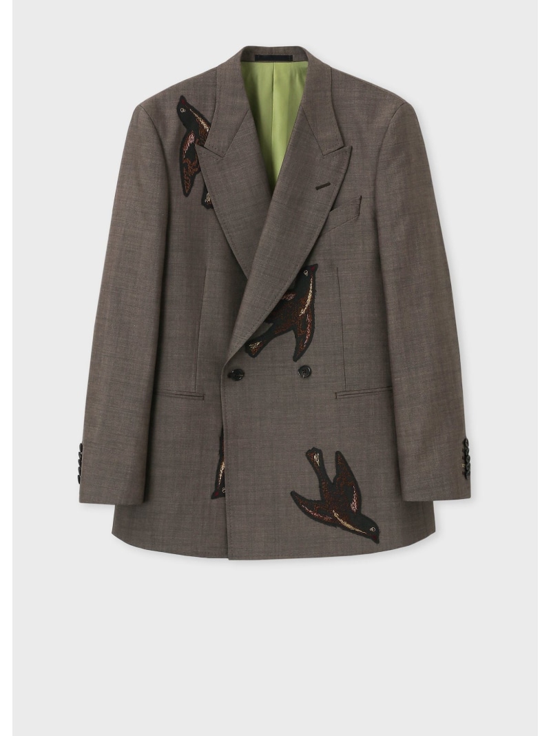 Paul Smith シャークスキン エンブロイダリー ダブルブレスト2Bジャケット ポール・スミス ジャケット・アウター テーラードジャケット・ブレザー ベージュ【送料無料】| Fashion Men