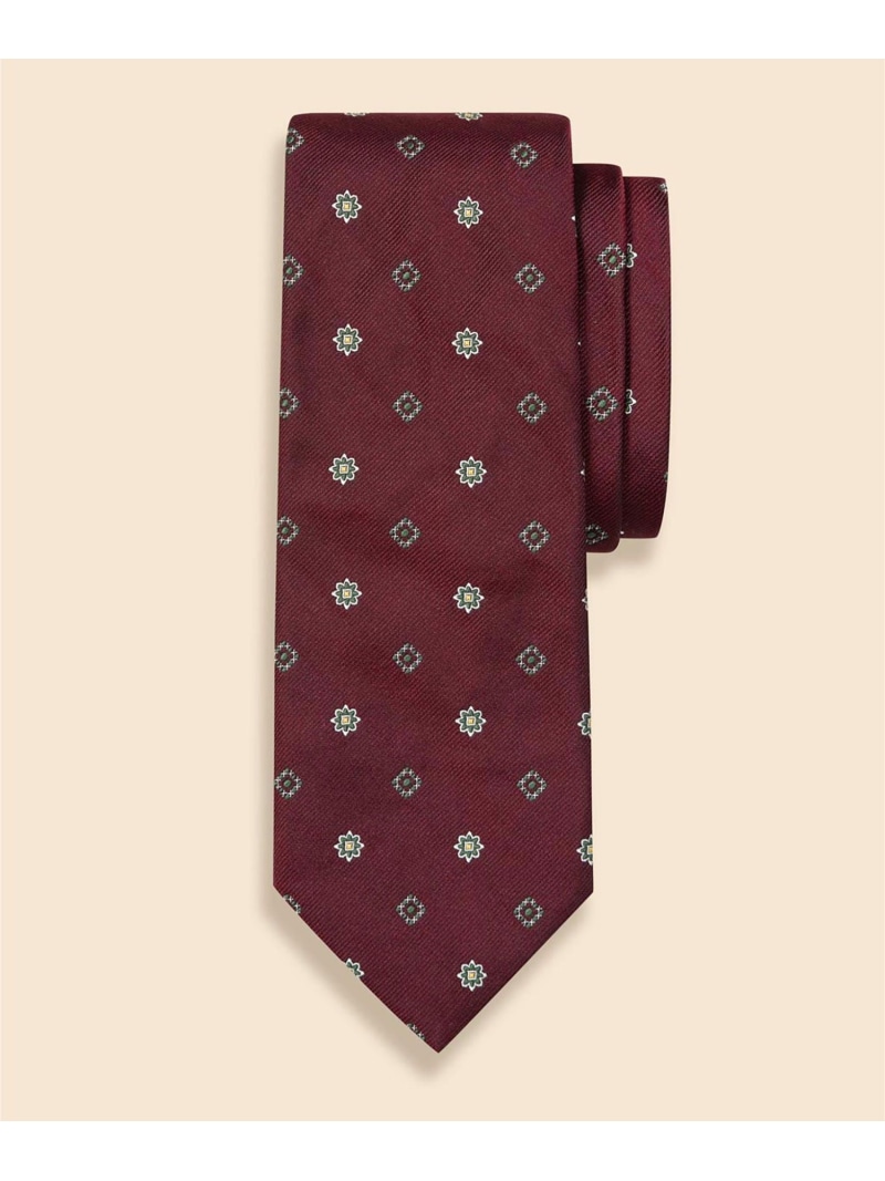 【SALE／20%OFF】BROOKS BROTHERS シルク フラワー×スクエアモチーフ ジャカードタイ ブルックス ブラザーズ スーツ・フォーマル ネクタイ・蝶ネクタイ ブラウン【RBA_E】【送料無料】