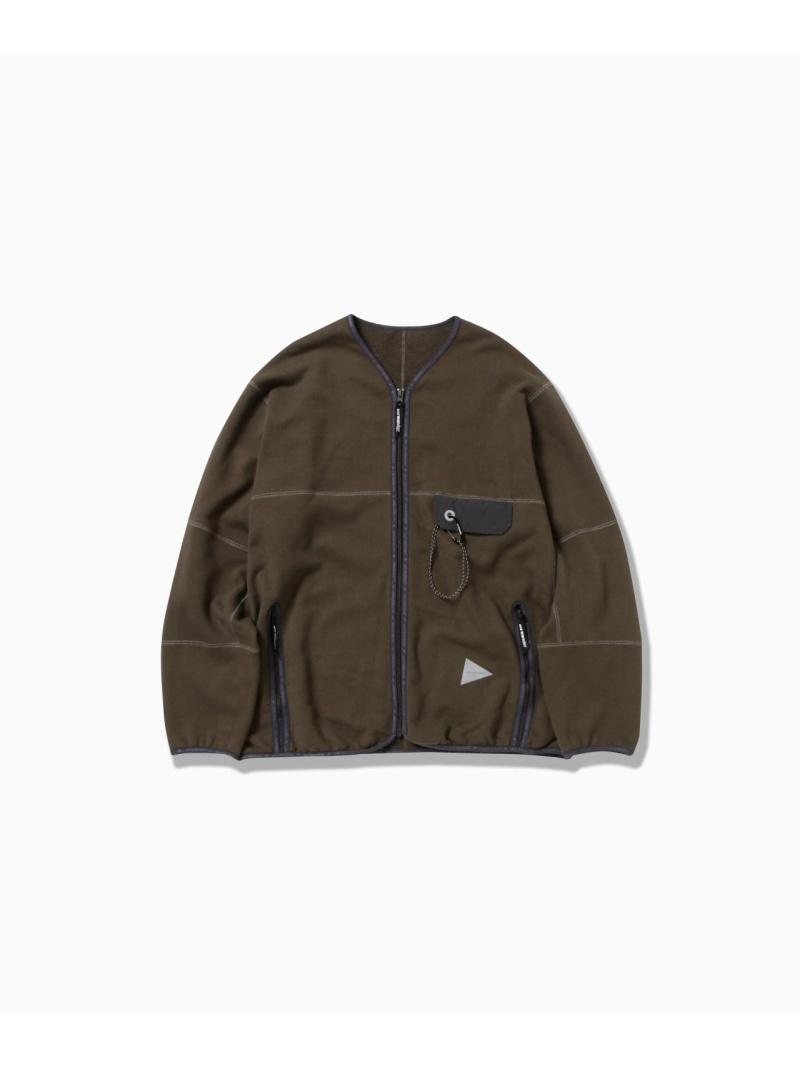 and wander sweat cardigan アンドワンダー トップス カットソー・Tシャツ グレー カーキグリーン ブラック【送料無料】| Fashion Men