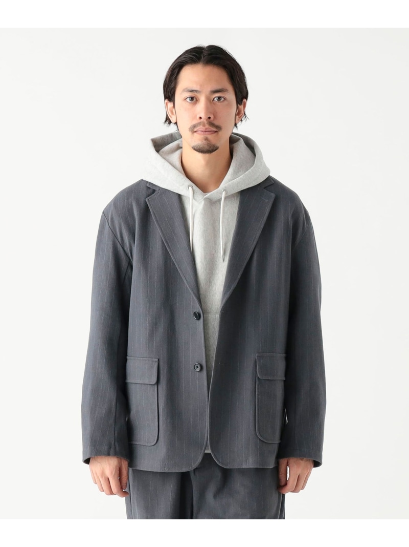 【SALE／40%OFF】B:MING by BEAMS ストライプ ジャージー ジャケット ビーミング ライフストア バイ ビームス ジャケット・アウター テーラードジャケット・ブレザー ネイビー グレー【RBA_E】【送料無料】