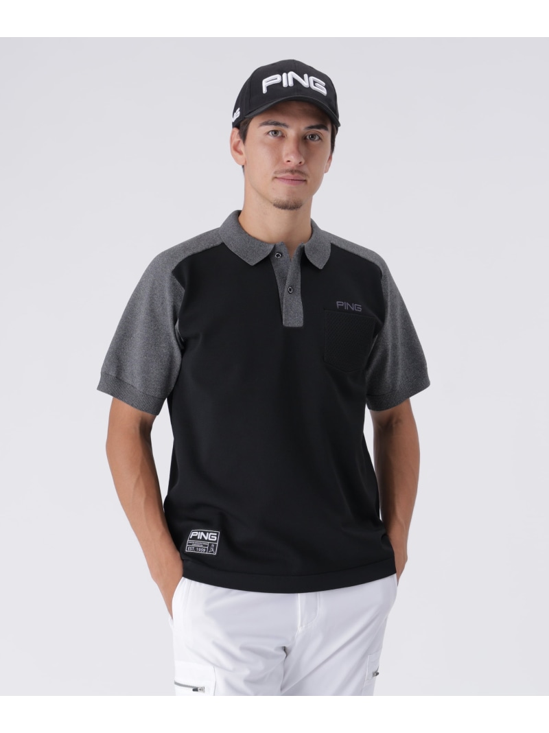 PING APPAREL バイカラーニットポロシャツ ＜GOLD＞ (MENS) ピン アパレル トップス ニット ホワイト ブラック グレー【送料無料】