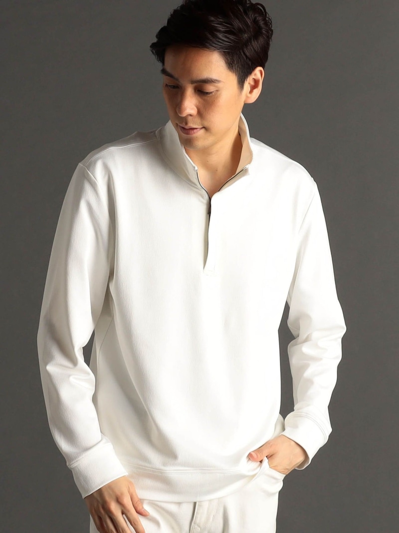 【SALE／30%OFF】MONSIEUR NICOLE メランジジャカード スタンドジッププルオーバー ニコル トップス カットソー・プルオーバー 白いこと 薄墨色 黒いこと【RBA_E】【貨物輸送無料】