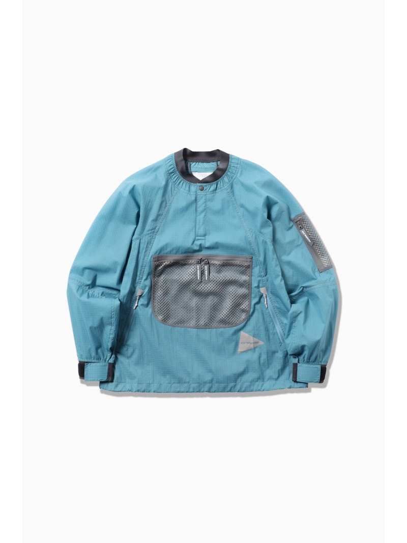 and wander breath rip pullover jacket アンドワンダー ジャケット・アウター その他のジャケット・アウター ブラック ブルー【送料無料】