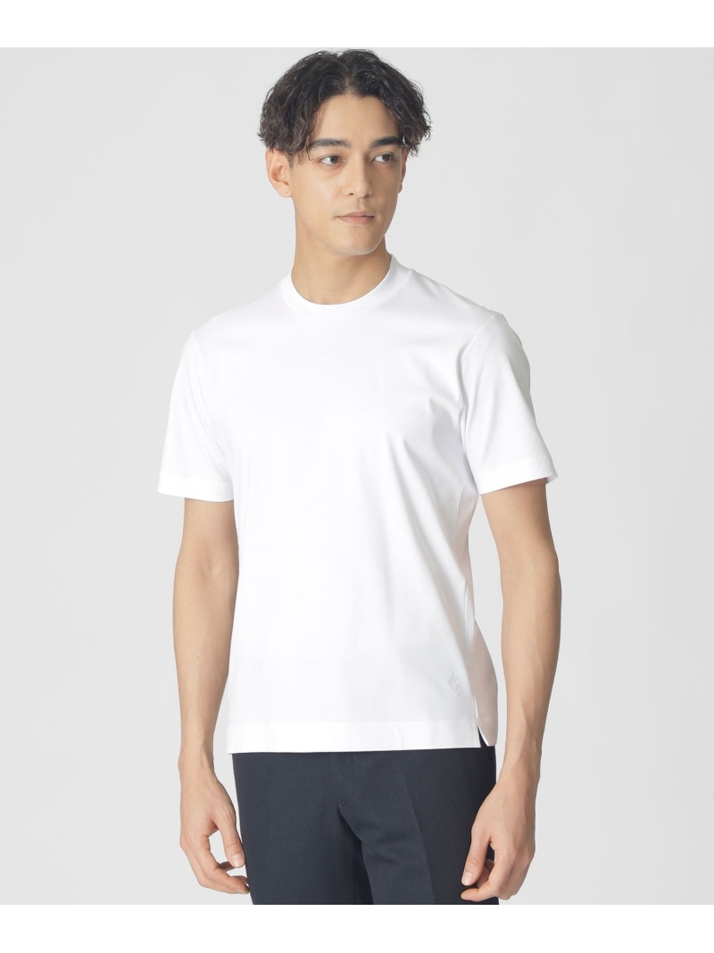 Paul Stuart 【Nikkei magazine掲載】【ジャケット合わせに最適】半袖ドレスクルーネックTシャツ ポール・スチュアート トップス カットソー・Tシャツ ブラック グレー ホワイト パープル ネイビー【送料無料】