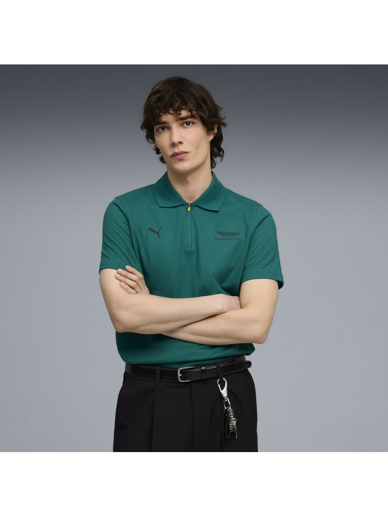 PUMA メンズ PUMA x アストン マーティン アラムコ F1 チーム ジャカード 半袖 ポロシャツ AMF1 Jacquard Polo (Regular) プーマ トップス ポロシャツ グリーン【送料無料】