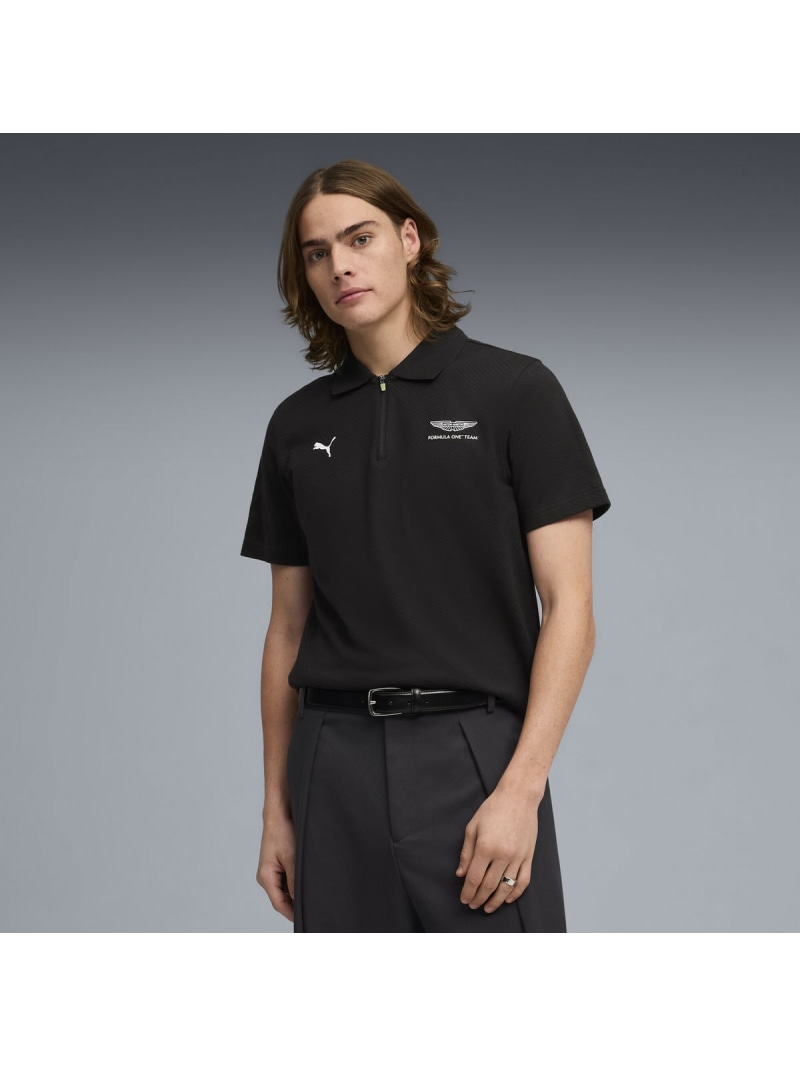 PUMA メンズ PUMA x アストン マーティン アラムコ F1 チーム ジャカード 半袖 ポロシャツ AMF1 Jacquard Polo (Regular) プーマ トップス ポロシャツ ブラック【送料無料】