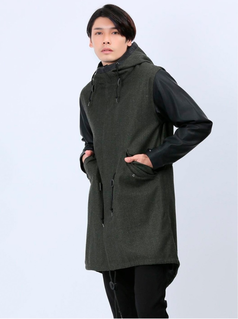 シェラック/SHELLAC ウール混チェック柄 モッズコート　Ｌサイズ シェラック/SHELLAC ウール混チェック柄 モッズコート Lサイズ