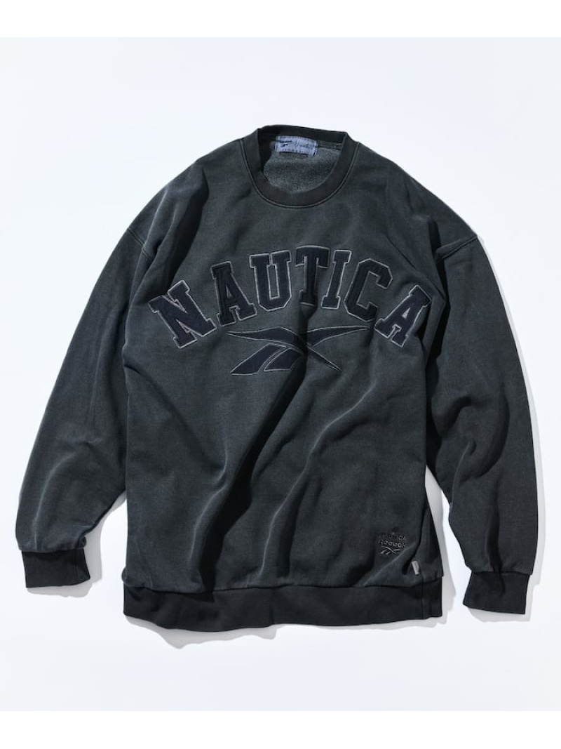【SALE／30%OFF】NAUTICA 【Exclusive】 ダブルネーム アーチロゴ ピグメント ヘビーウェイト クルーネックスウェット 25AW フリークスストア トップス スウェット・トレーナー イエロー ネイビー ブラック【RBA_E】【送料無料】