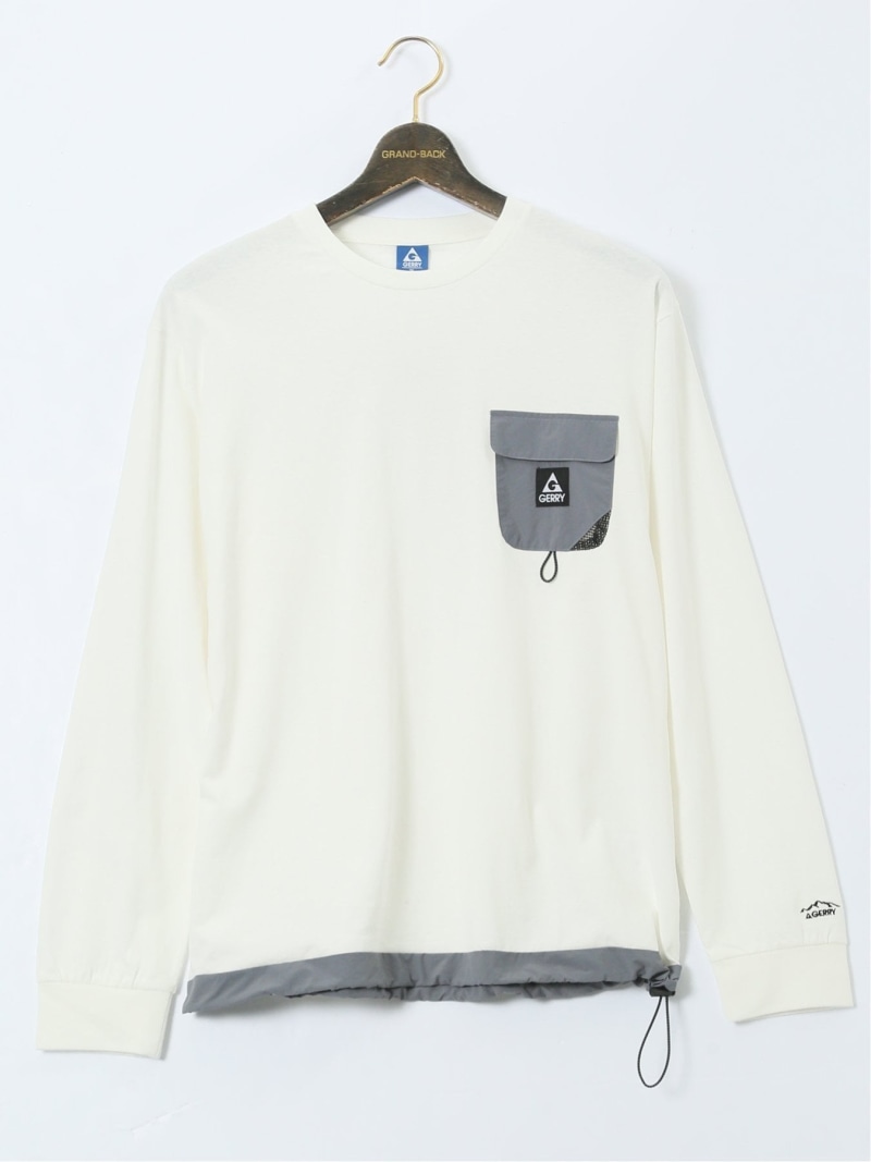 GRAND-BACK 【大きいサイズ】ジェリー/GERRY 胸ポケット付き クルーネック長袖シャツ 【26SS】 タカキュー トップス カットソー・Tシャツ ホワイト【送料無料】