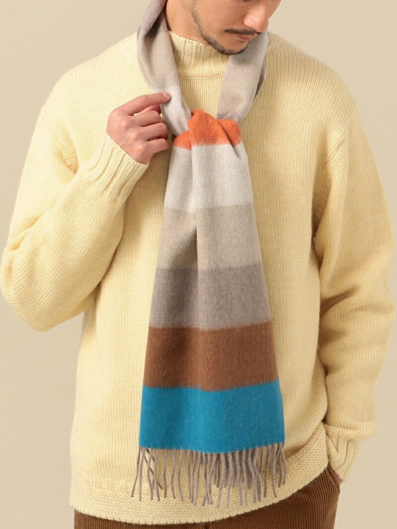 人気ブランド Ships Ships Begg ラムウール アンゴラ マルチボーダー マフラー シップス ファッショングッズ マフラー スヌード カーキ グレー ネイビー Rba E 全ての Hughsroomlive Com