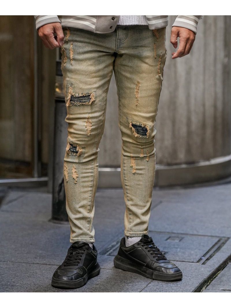 Retro Engine Overdye Damage Denim PT アダムスジャグラー ズボン下 デニム・ジーンズズボン下 米国海軍【貨物輸送無料】