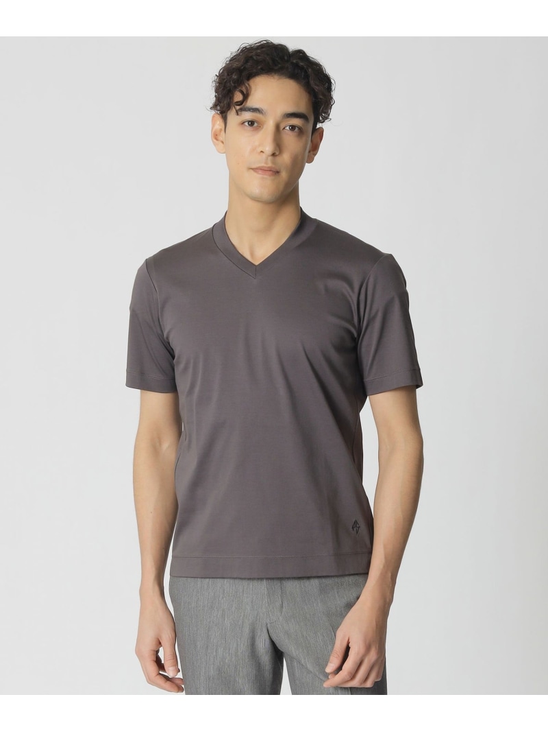 Paul Stuart 【ジャケット合わせに最適】半袖ドレスVネックTシャツ ポール・スチュアート トップス カットソー・Tシャツ ホワイト ブラック グレー【送料無料】