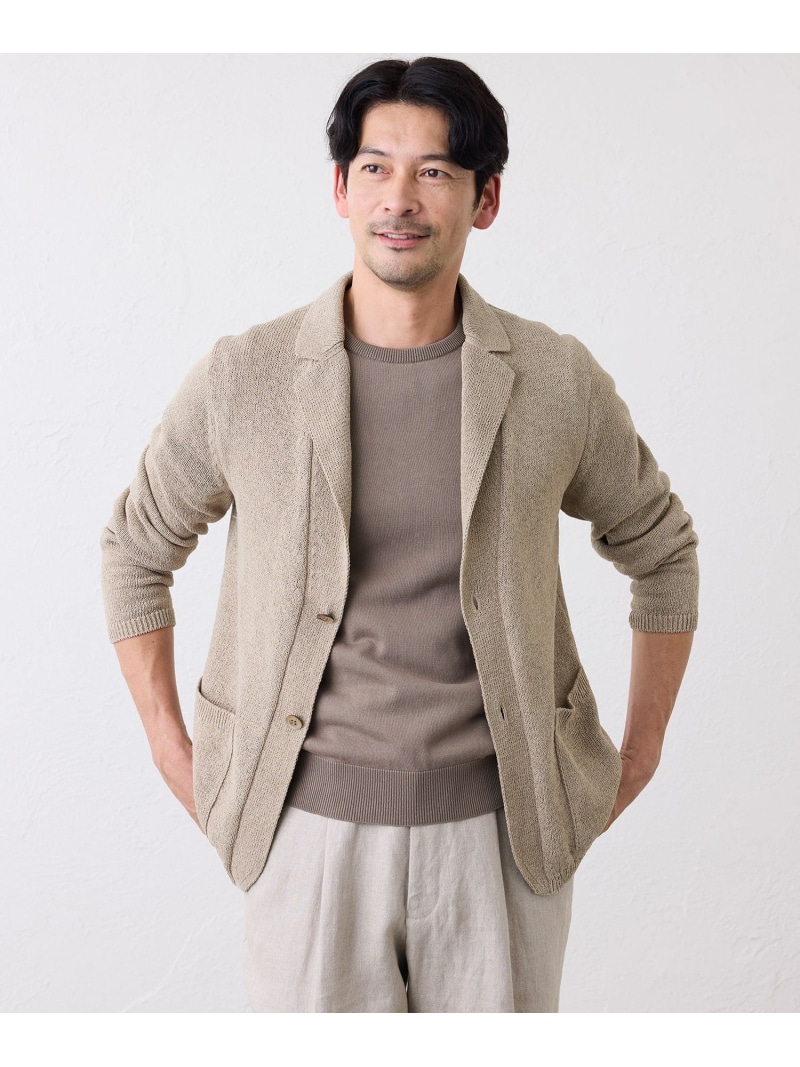 S.ESSENTIALS 和紙ニットジャケット エス エッセンシャルズ トップス その他のトップス ネイビー ベージュ【送料無料】