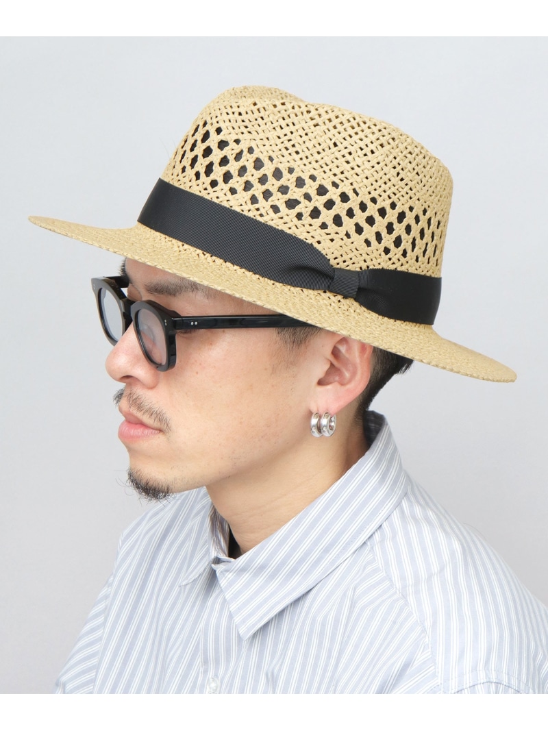 Basiquenti ペーパーハット 中折れハット メンズ レディース ハット 帽子 透かし編み 春夏 エー.エム.エス. 帽子 ハット ブラック ブラウン ベージュ【送料無料】