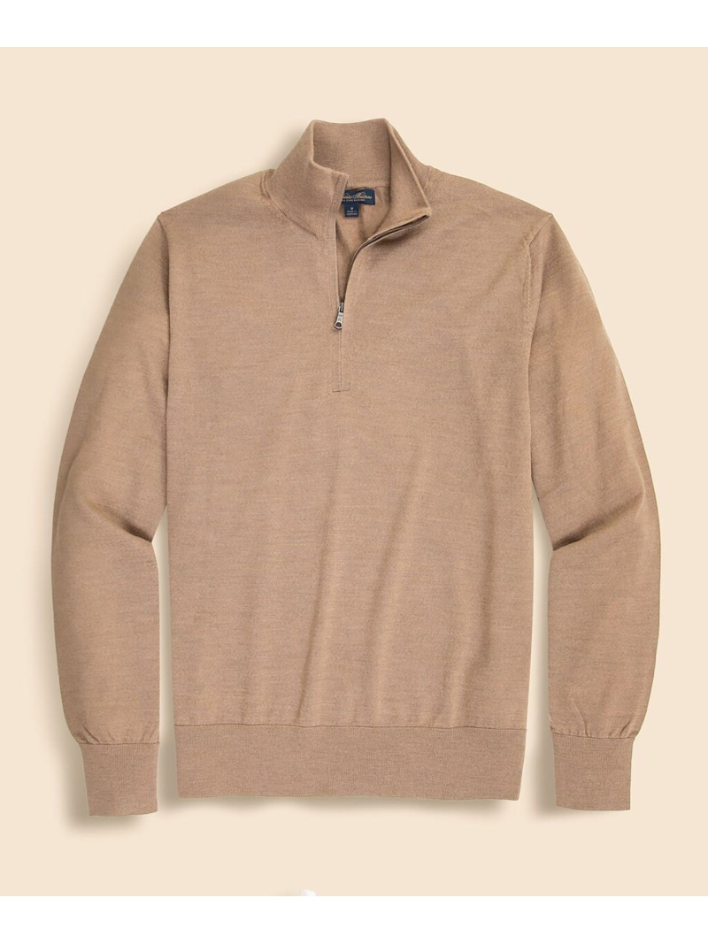 BROOKS BROTHERS メリノウール ハーフジップ モックネックセーター ブルックス ブラザーズ トップス ニット ブラウン【送料無料】