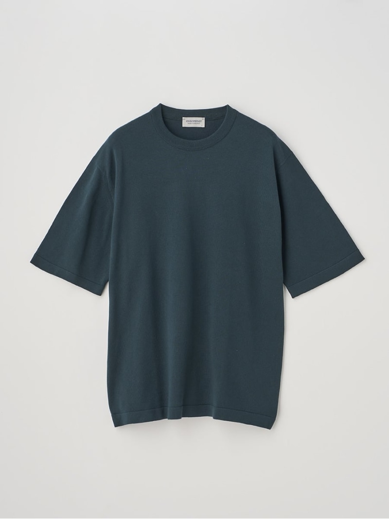 【SALE／20%OFF】JOHN SMEDLEY ウェルトヘム半袖綿織物編み物プルオーバー ｜ TINDALL ｜ 24G ジョンスメドレー トップス 編み物【RBA_E】【貨物輸送無料】