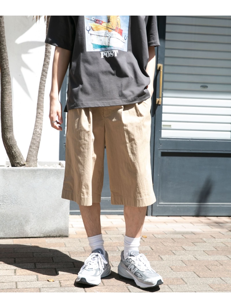 URBAN RESEARCH DOORS FORK&SPOON クリンクルワイドショーツ アーバンリサーチドアーズ パンツ その他のパンツ ブラック ベージュ【送料無料】