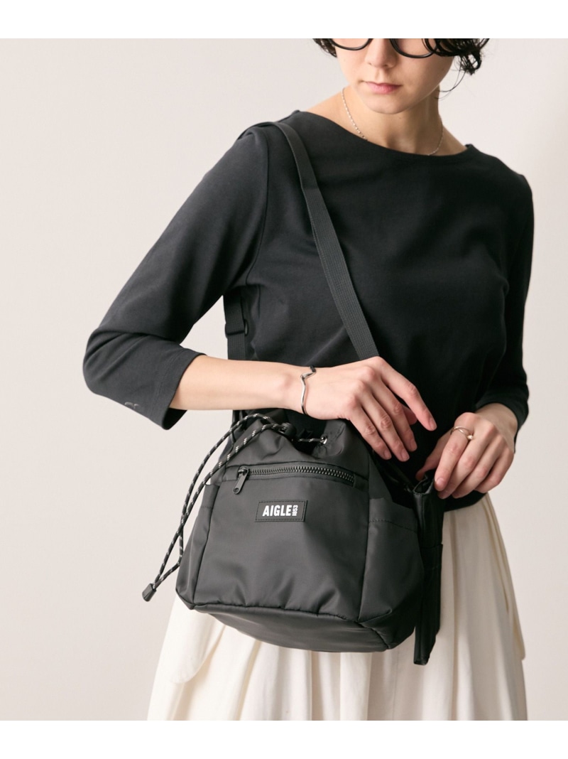【SALE／30%OFF】AIGLE 撥水 巾着ショルダーバッグ 3L RP エーグル バッグ ショルダーバッグ グリーン ブラック【RBA_E】【送料無料】｜ Fashion Men