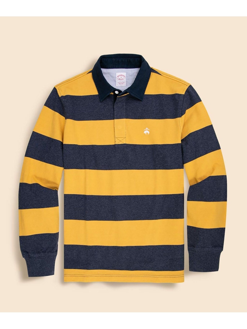 【SALE/20%OFF】BROOKS BROTHERS コットンジャージー GFロゴ ラグビーシャツ ブルックス ブラザーズ トップス ポロシャツ イエロー グレー【RBA_E】【送料無料】