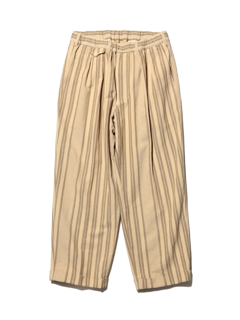 BEAMS PLUS 2 Pleats Relax Trousers Indian Oxford Stripe ビームス メン パンツ その他のパンツ ベージュ ブラウン【送料無料】