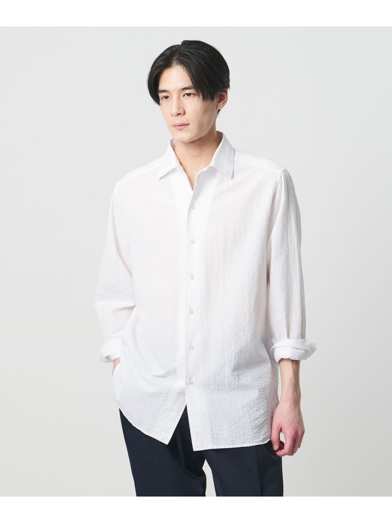 UNITED ARROWS ＜GUY ROVER＞シアサッカー ワンピースカラー シャツ ユナイテッドアローズ トップス シャツ・ブラウス ホワイト【送料無料】