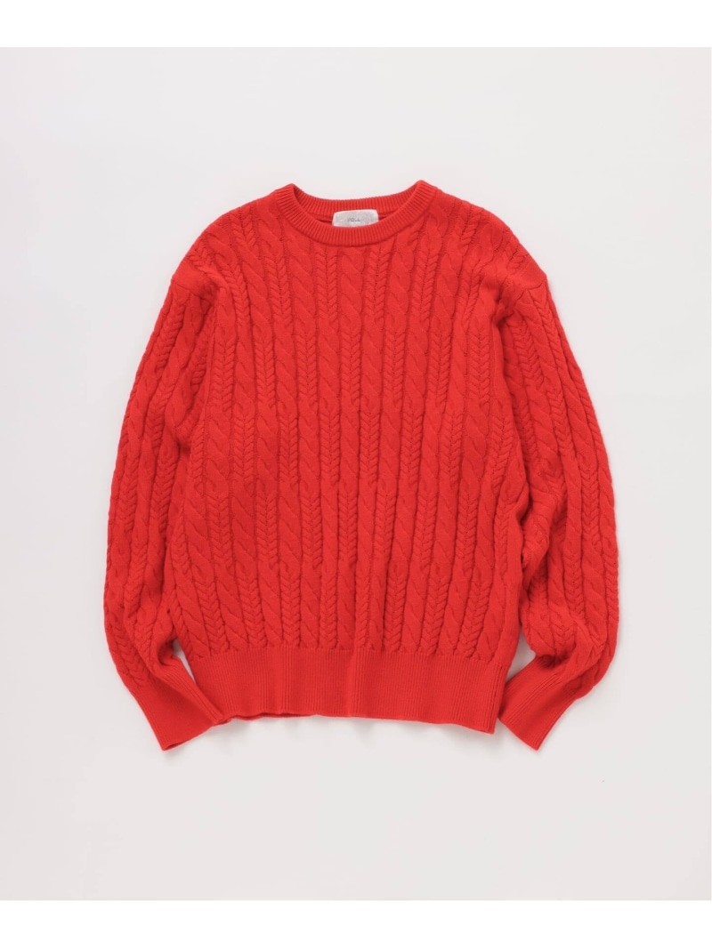 JOURNAL STANDARD 《予約》【FOLL / フォル】cotton cashmere cable sweater ジャーナル スタンダード トップス ニット ブラック レッド【先行予約】*【送料無料】｜ Fashion Men
