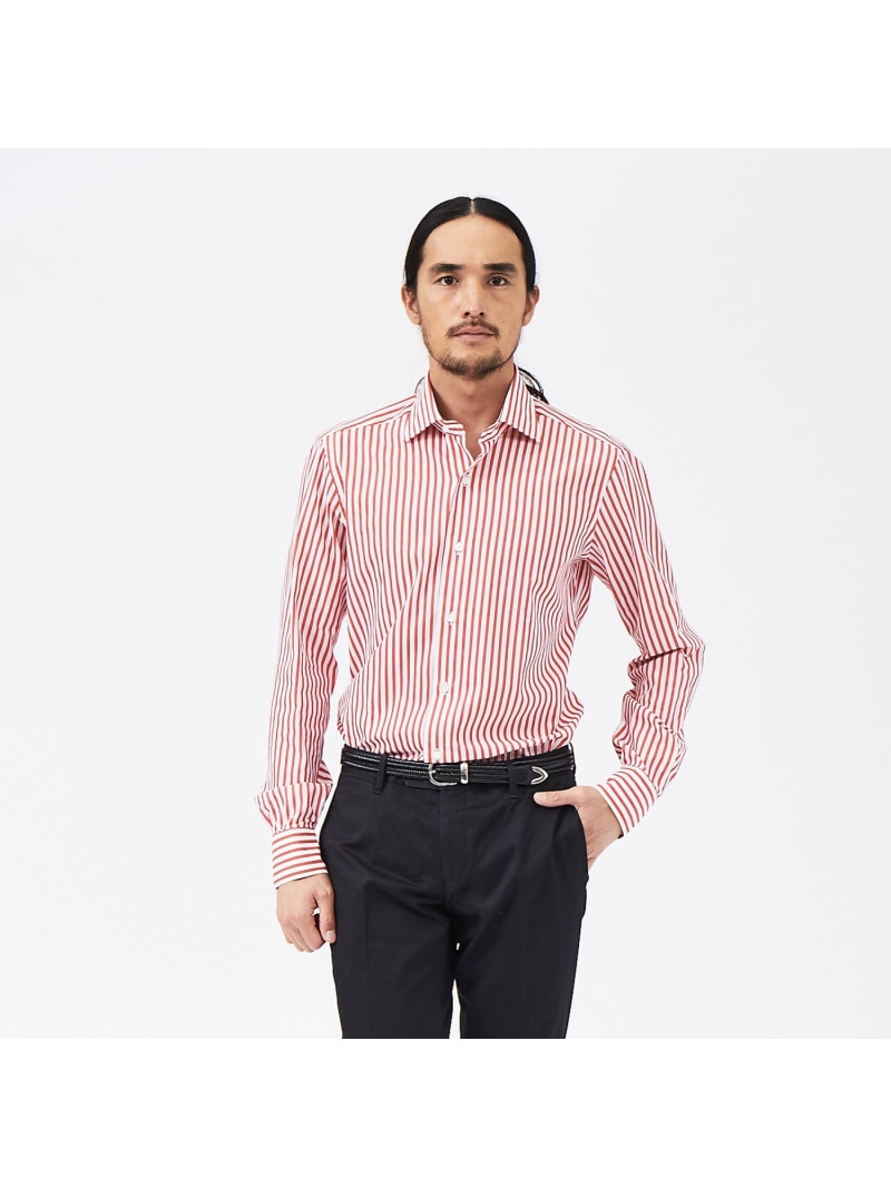 DESIGNWORKS BARBA MILANO/U07263 ロンドンストライプ セミワイドカラー シ デザインワークス トップス シャツ・ブラウス ホワイト【送料無料】