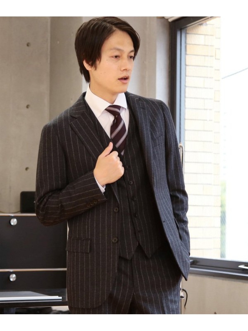 ランキングや新製品 Sale Crowded Closet ワイドピッチストライプジャケット メンズ ビギ ビジネス フォーマル セットアップスーツ グレー ブラウン Rba E Rakuten Fashion Men 本物品質の Www Porsche Com Mk