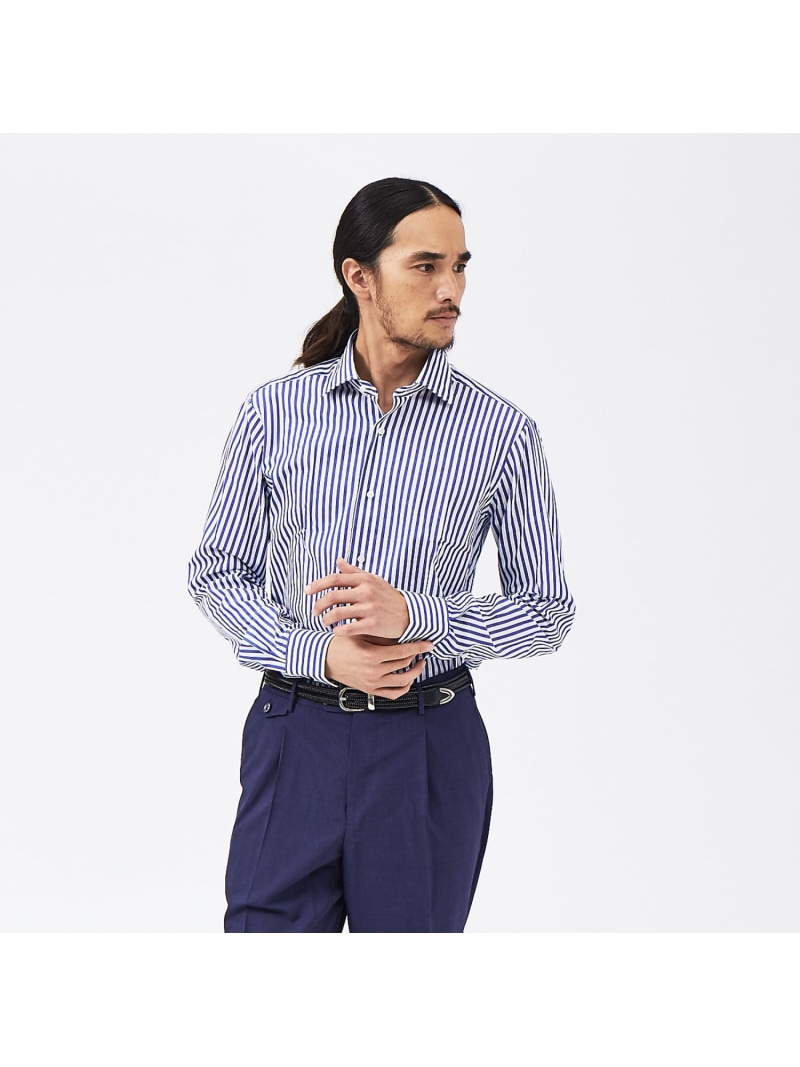 DESIGNWORKS BARBA MILANO/U07259 ロンドンストライプ セミワイドカラー シ デザインワークス トップス シャツ・ブラウス ホワイト【送料無料】