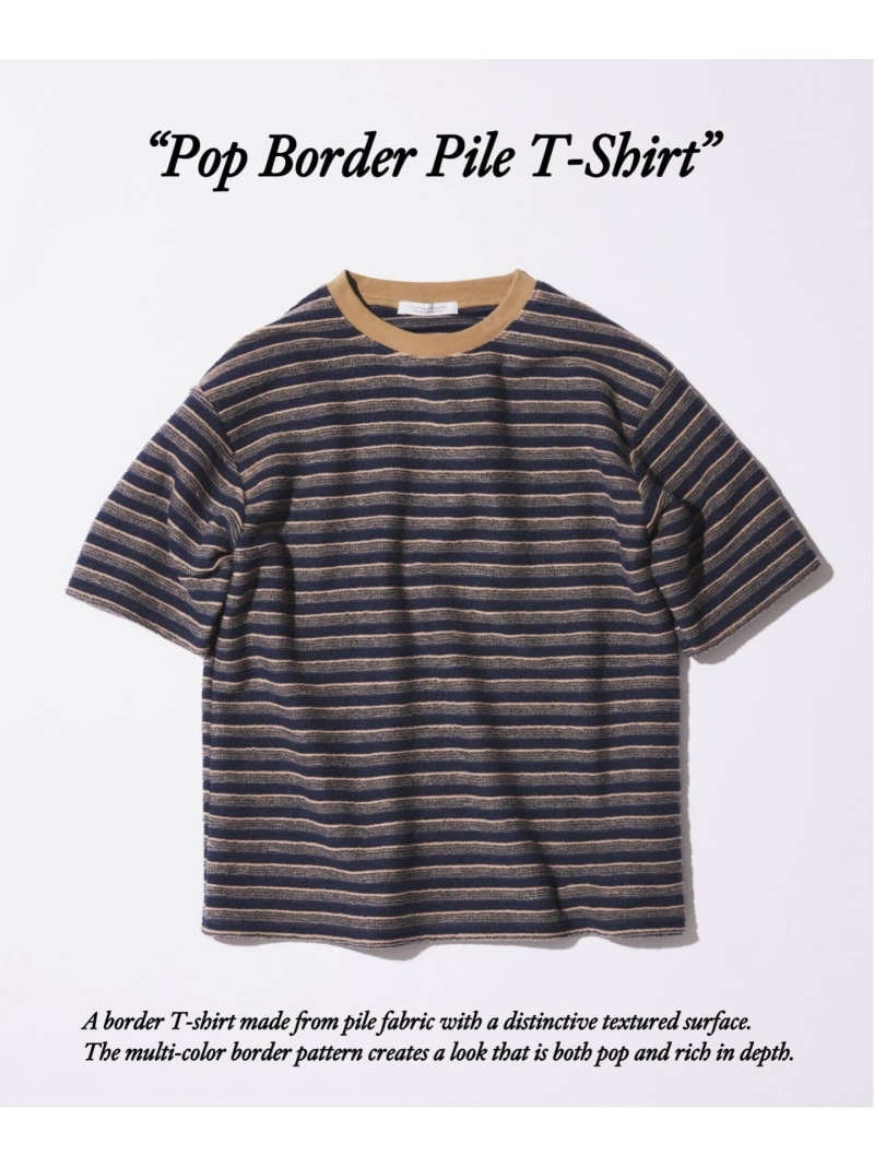 JOURNAL STANDARD 《予約》ポップ ボーダー パイル Tシャツ ジャーナル スタンダード トップス カットソー・Tシャツ ブラック ブルー パープル【先行予約】*【送料無料】 5,858円