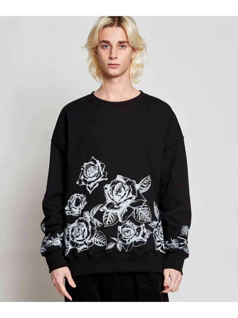 【SALE／30%OFF】rehacer rehacer:Big Rose Crew HW Wide CS レアセル トップス スウェット・トレーナー ブラック グレー ネイビー【RBA_E】【送料無料】