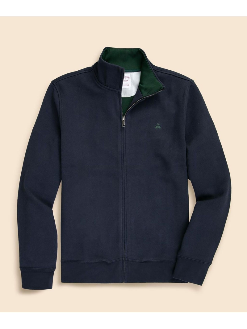 【SALE／20%OFF】BROOKS BROTHERS 綿織物/ポリエステル ピケ GFロゴタイプ ダブルフェイスフルジップ ブルックス ブラザーズ トップス スウェット・トレーナー 米国海軍 緑であること 薄墨色【RBA_E】【貨物輸送無料】