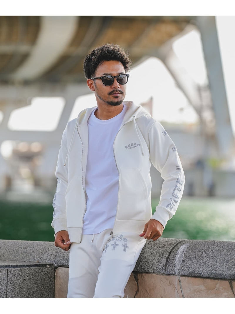 Retro Engine RTEG T.C.S.F Zip Hoodie アダムスジャグラー トップス パーカー・フーディー ホワイト ブラック【送料無料】| Fashion Men