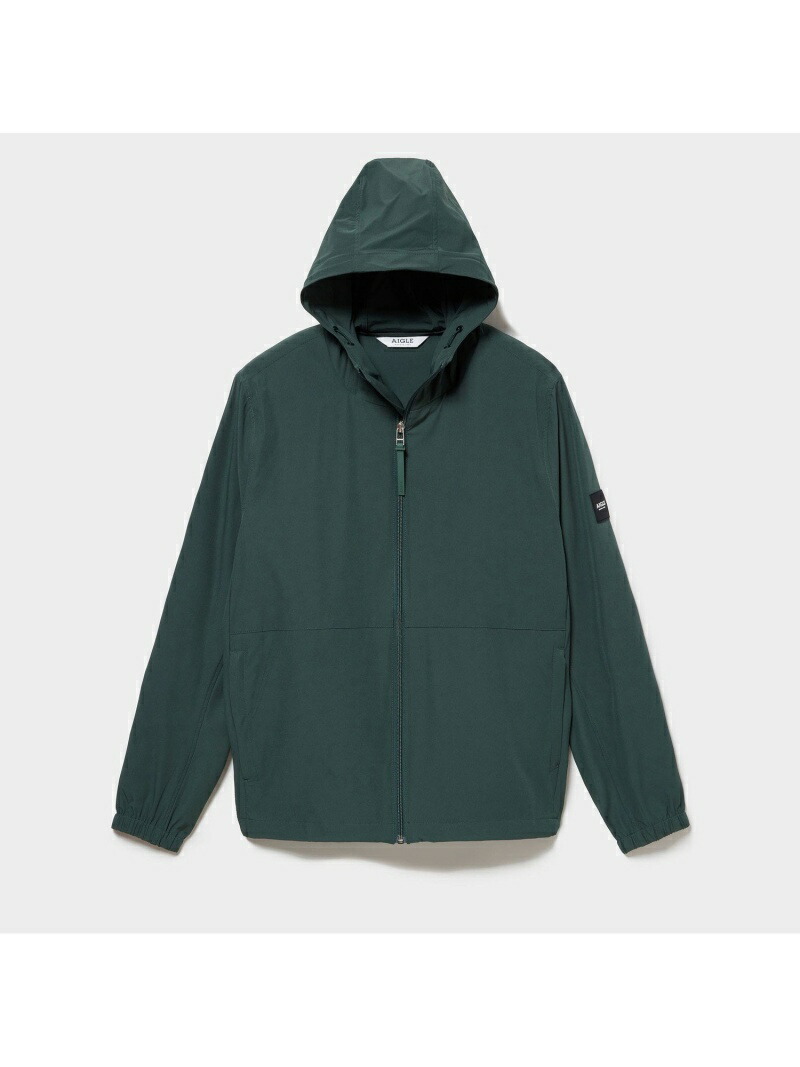 AIGLE 撥水 ストレッチスポーティ パーカジャケット エーグル コート ジャケット ナイロンジャケット グリーン ホワイト