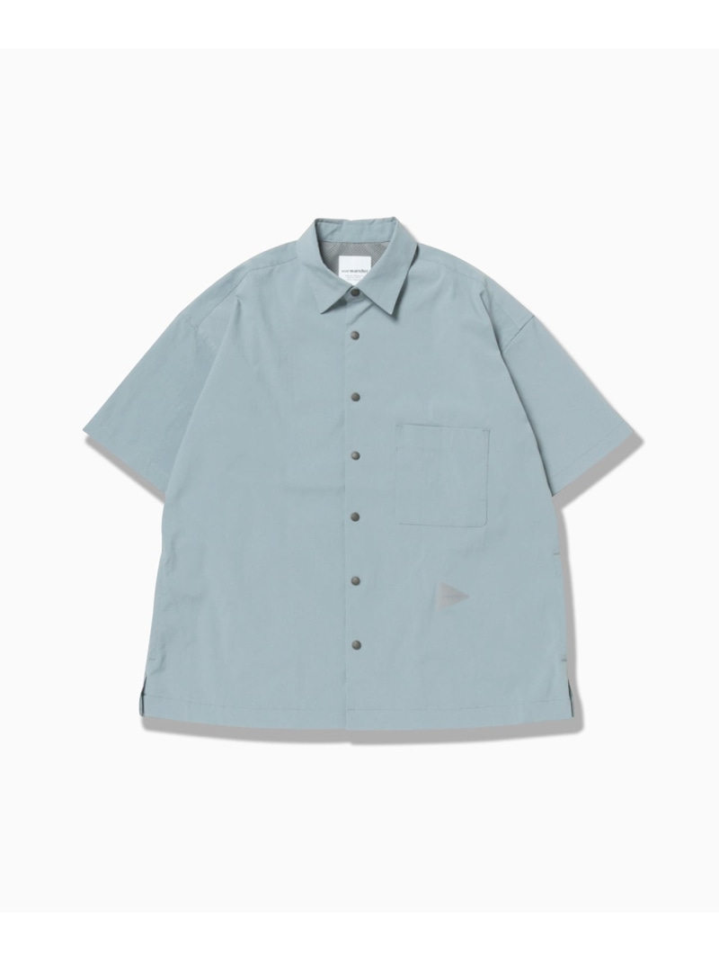and wander UV cut stretch SS shirt アンドワンダー トップス シャツ・ブラウス ブラック ブルー グレー【送料無料】
