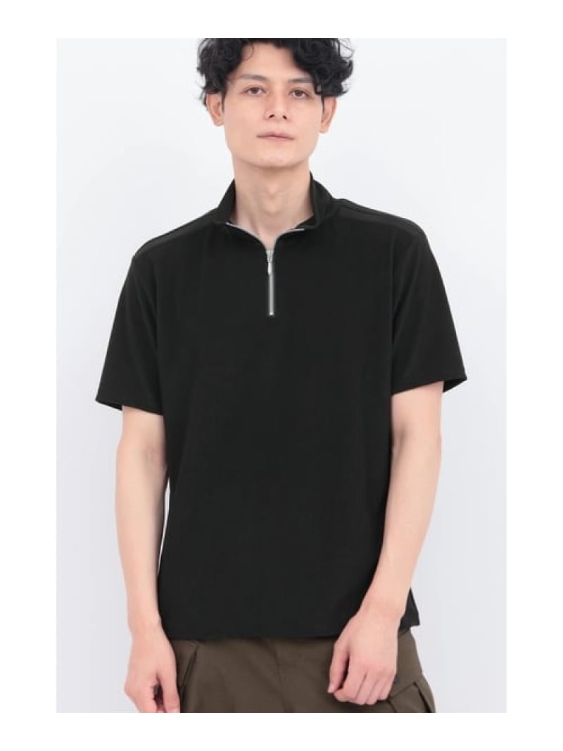TORNADO MART TORNADO MART∴ハーフIPスタンド半袖カットソー トルネードマート トップス カットソー・Tシャツ ベージュ ブラック【送料無料】