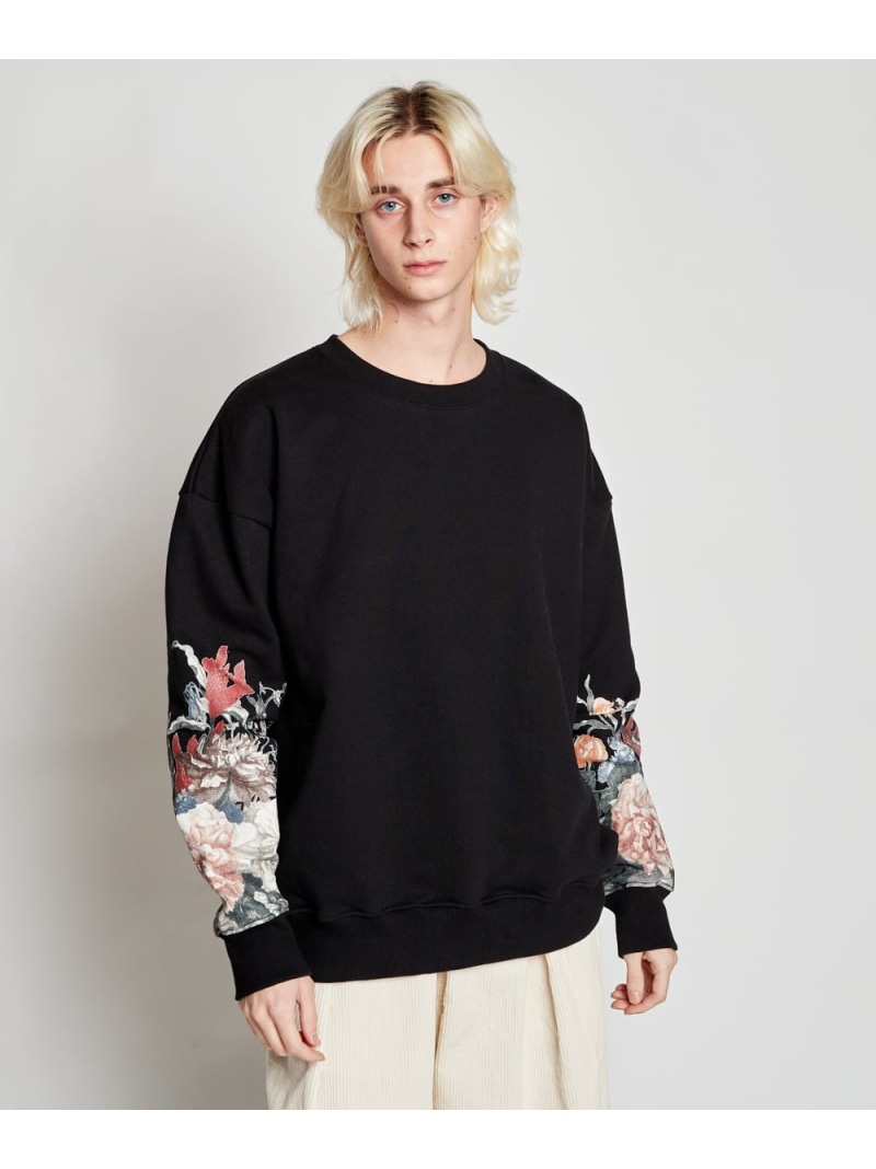 【SALE／20%OFF】rehacer rehacer:Botanical Sleeve HW Wide CS レアセル トップス スウェット・トレーナー グレー グリーン ブラック【RBA_E】【送料無料】