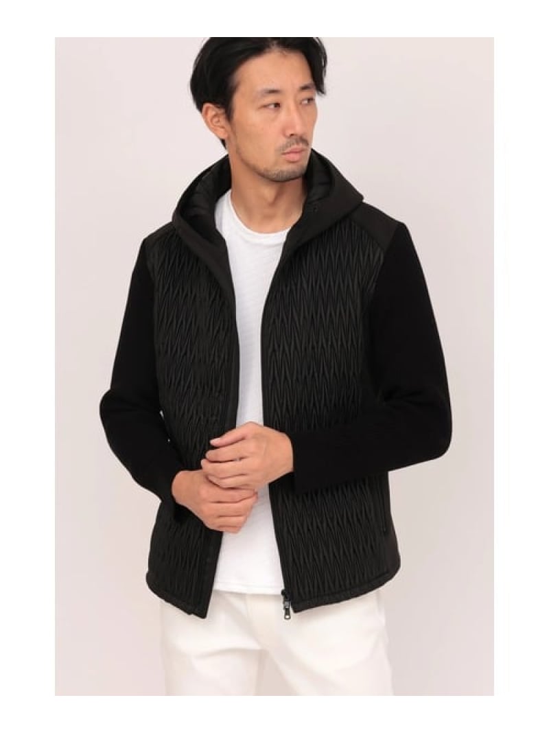 【SALE／30%OFF】HIGH STREET HIGH STREET∴キルトコンビ袖ニットブルゾン トルネードマート ジャケット・アウター ブルゾン・ジャンパー ホワイト ブラック【RBA_E】【送料無料】