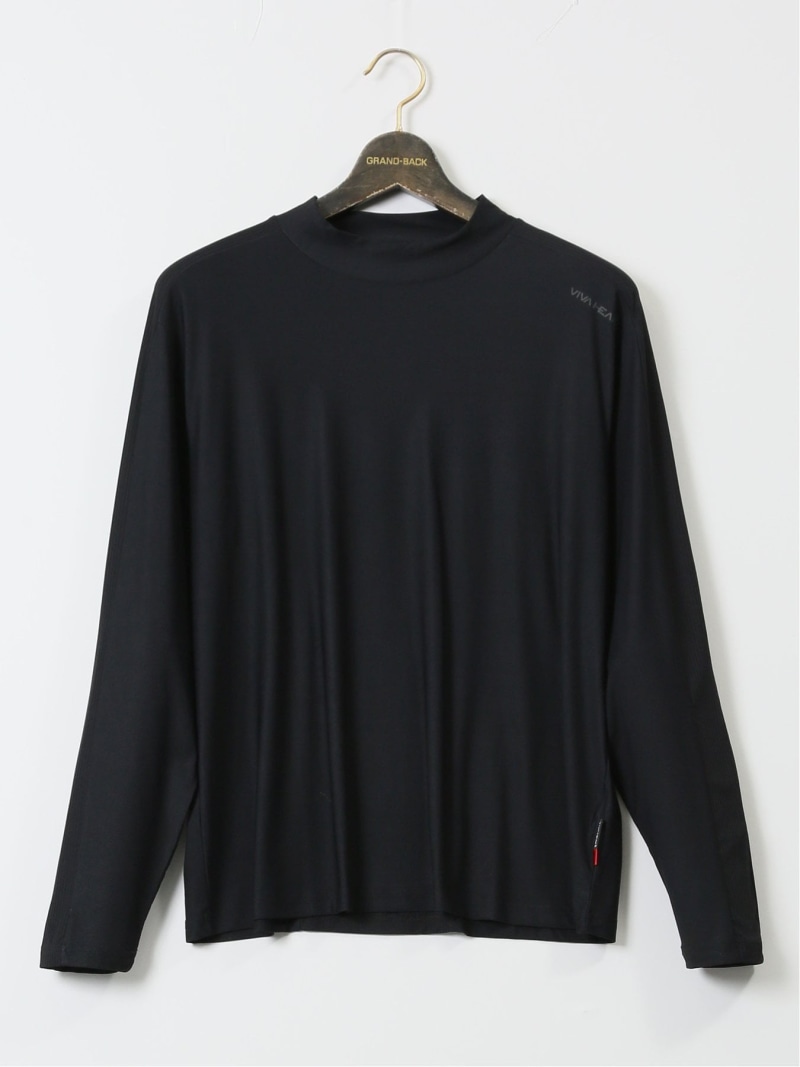 GRAND-BACK 【大きいサイズ】ビバハート/VIVA HEART 鹿の子テレコ モックネック 長袖Tシャツ タカキュー トップス カットソー・Tシャツ グレー ブラック【送料無料】